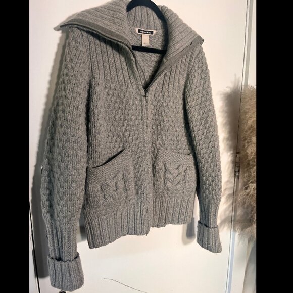 Buckler Grey Cable Knit Cardigan – Size S – Virgin Wool & Rabbit Blend - Picture 1 of 3